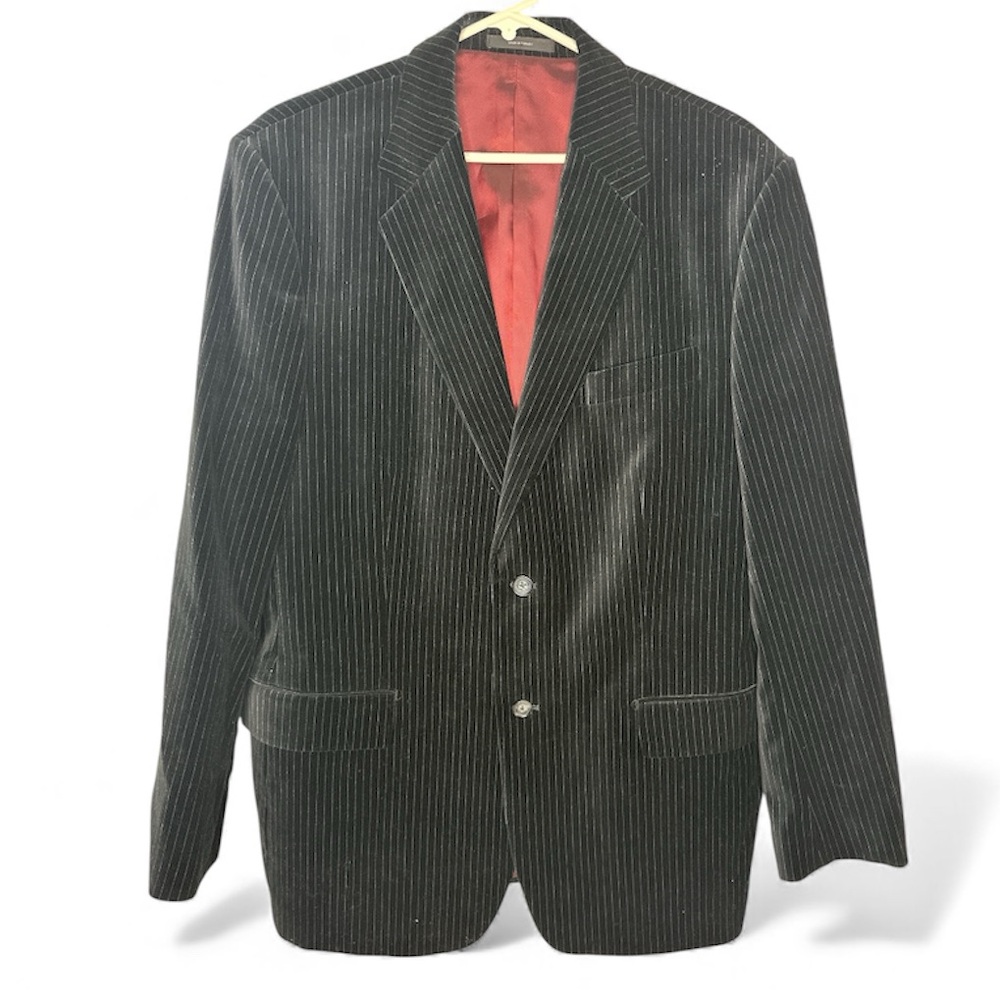 Express Vintage Black Velvet Pinstripe Blazer Size 44R